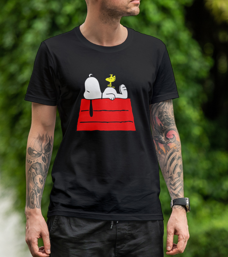 Snoopy Chill Out With Woodstock On Doghouse T-Shirt