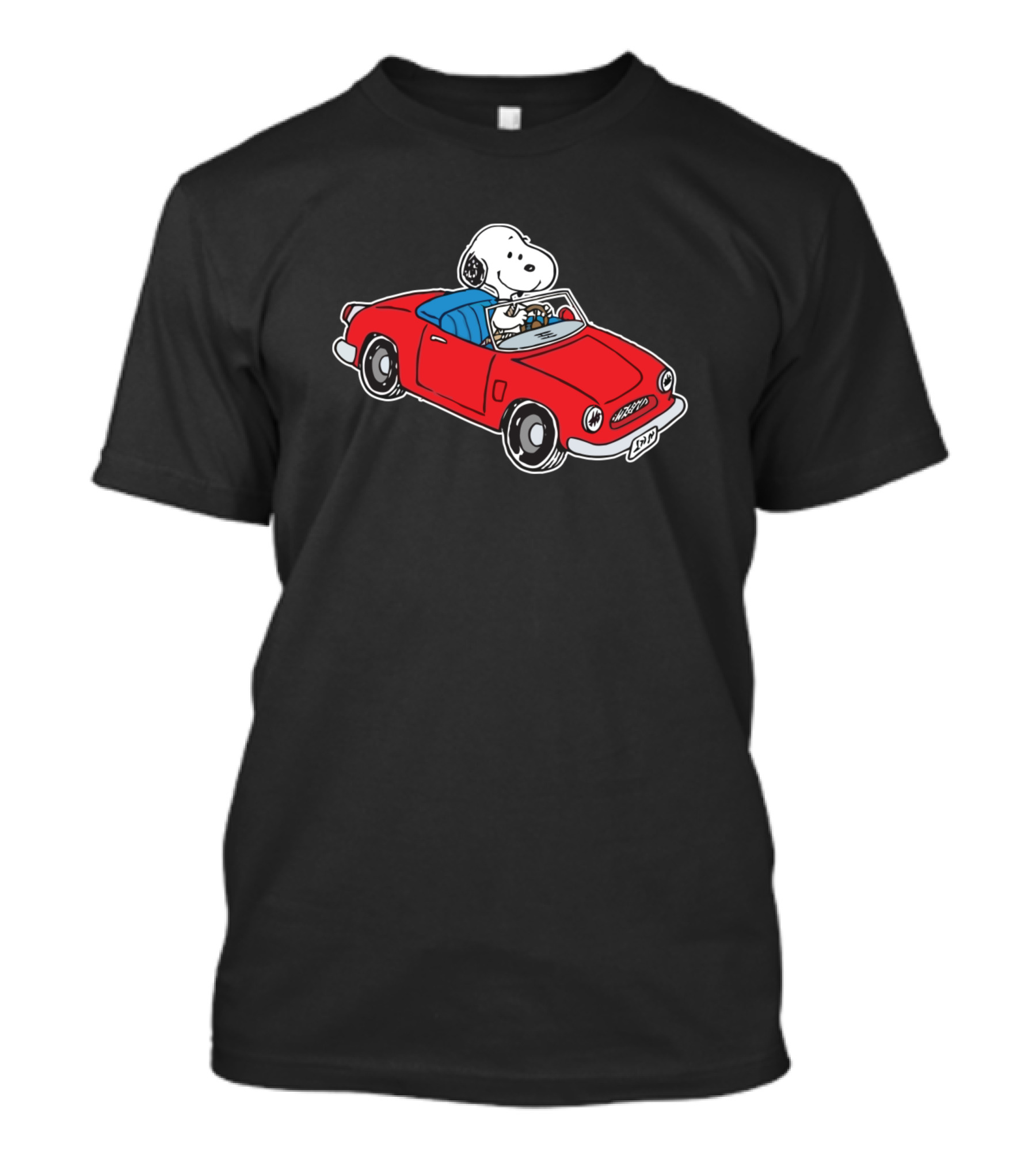 Snoopy Driving Red Car Peanuts Comic Strip T-Shirt