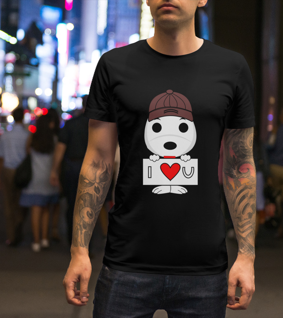 Snoopy Fall In Love I Love U Sign Baseball Cap T-Shirt