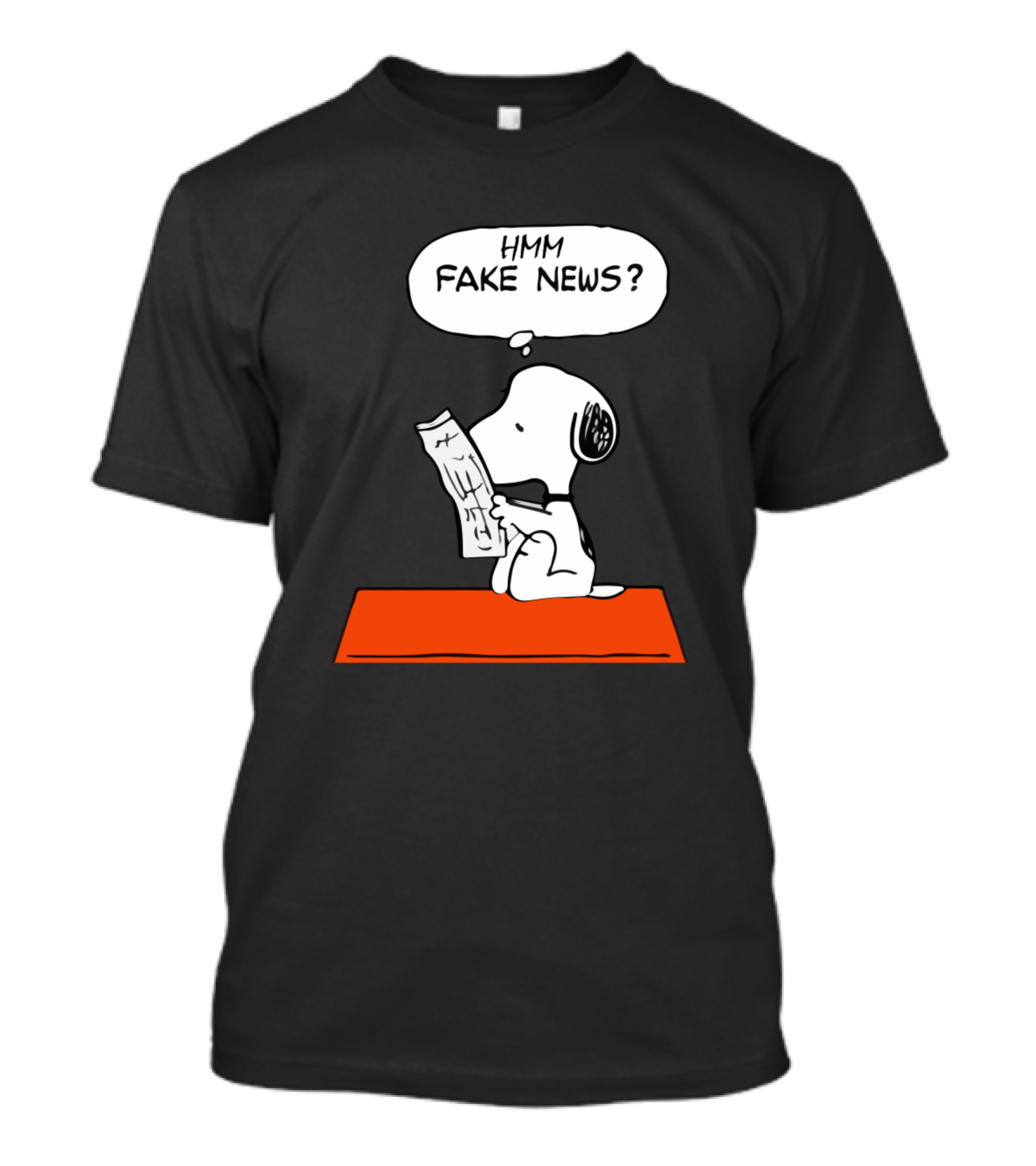 Snoopy Reading Newspaper Hmm Fake News? T-Shirt