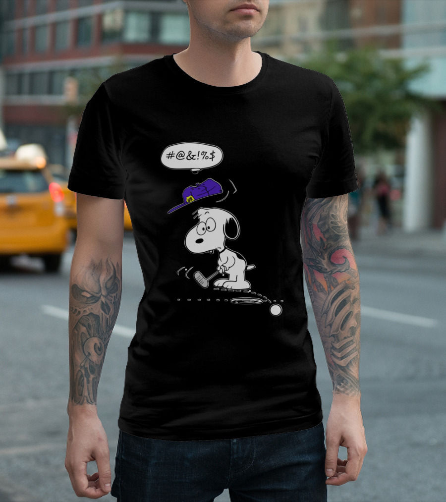 Snoopy Golfer Frustration with Purple Hat T-Shirt