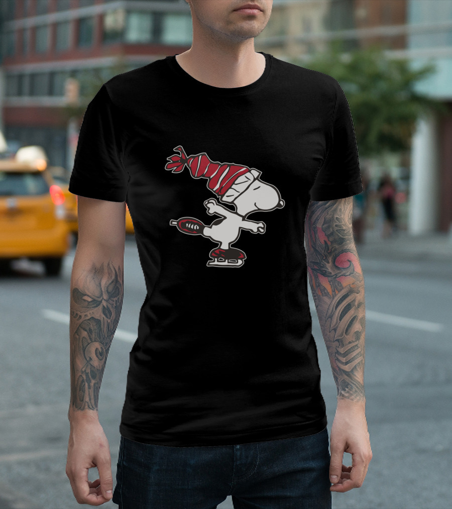 Snoopy Ice Skating Winter Hat T-Shirt