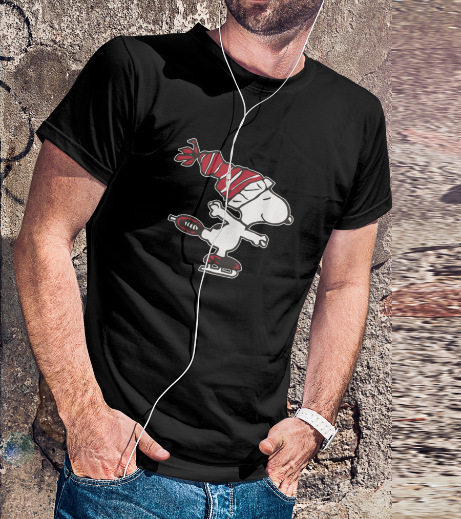 Snoopy Ice Skating Winter Hat T-Shirt