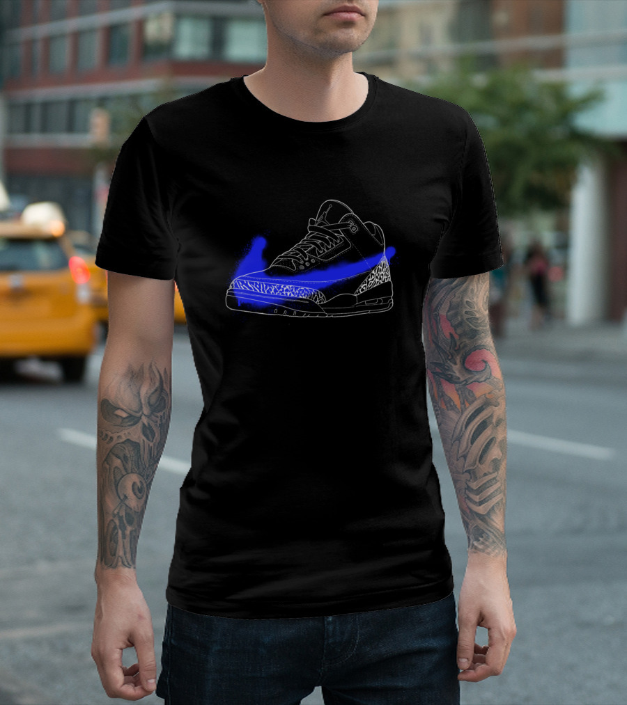 Jordan 3 Sneaker Outline with Blue Highlight T-Shirt