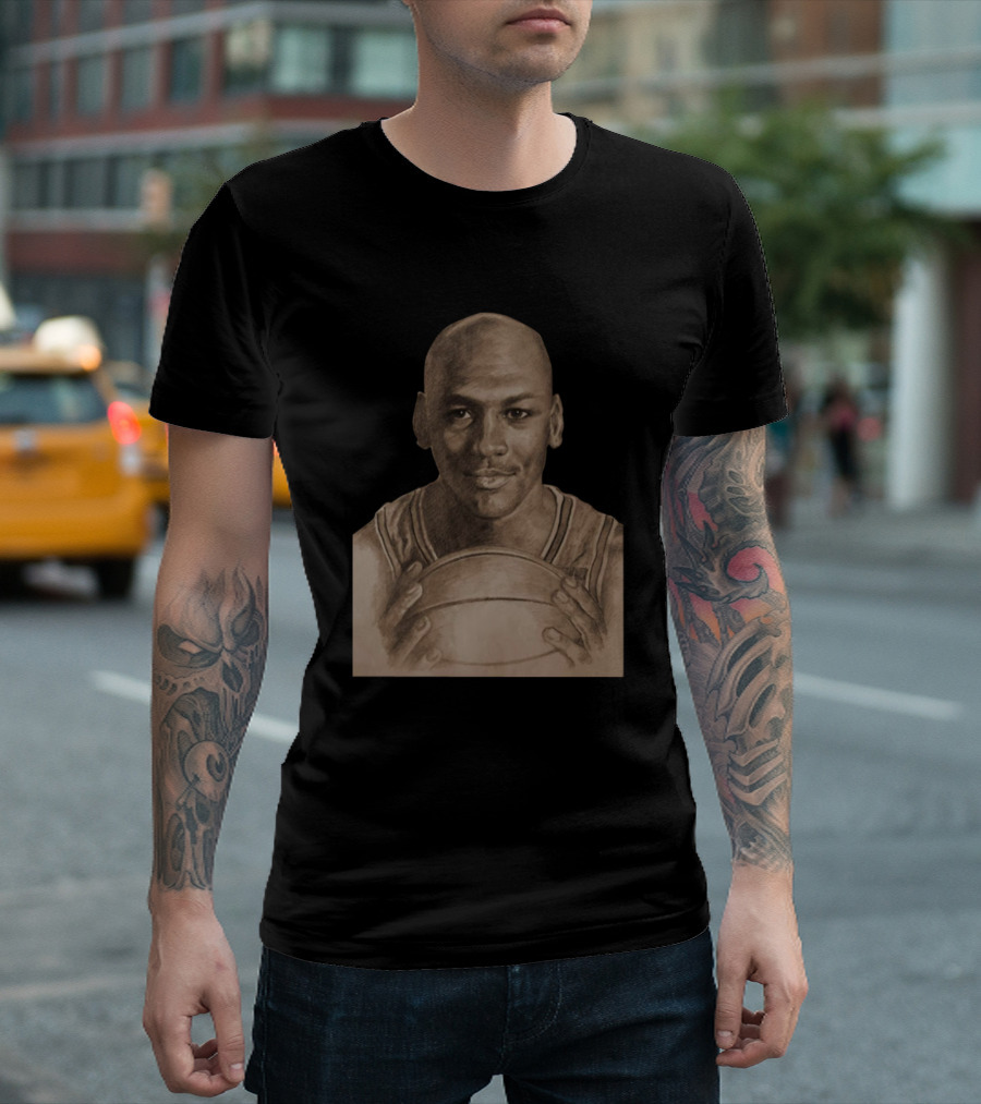Jordan Black And White Paintings Of Basketball Legend T-Shirt
