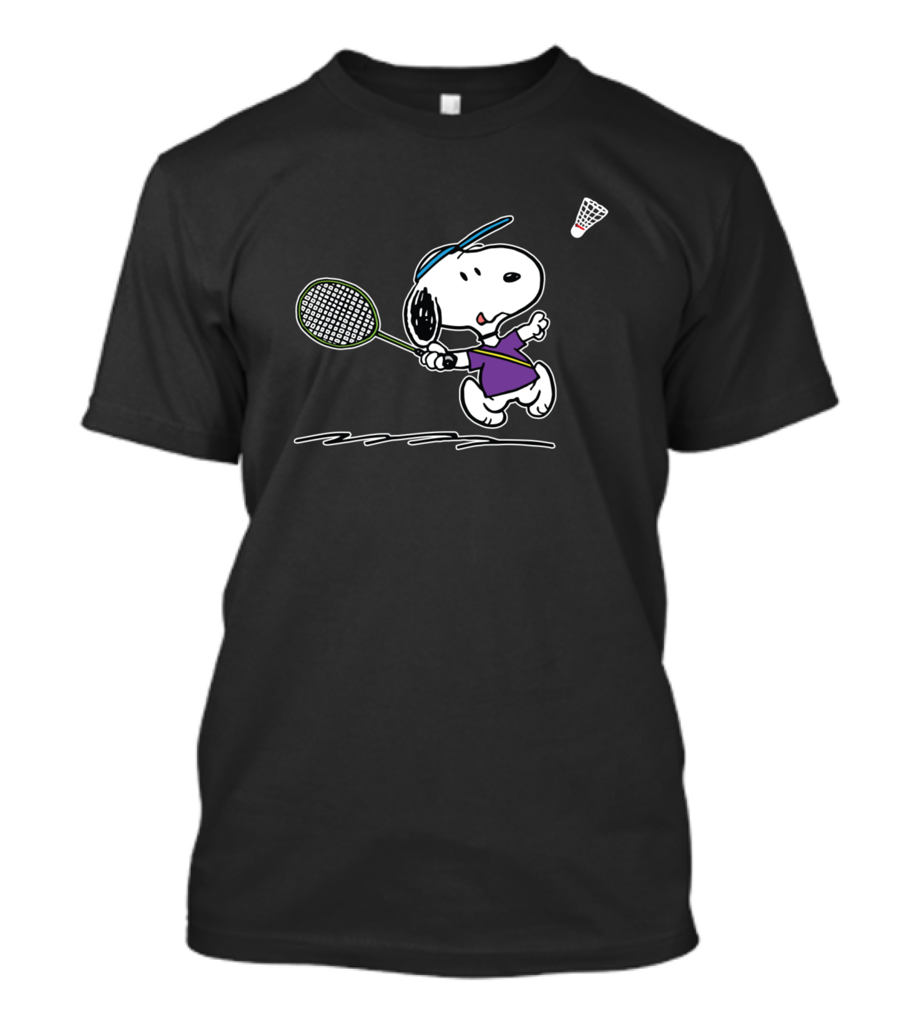 Snoopy Playing Badminton With Racket And Shuttlecock T-Shirt