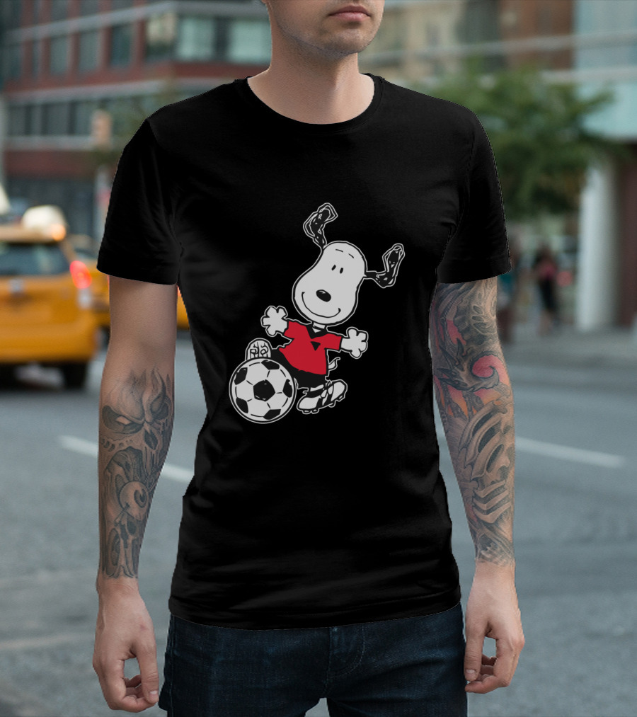 Snoopy Playing Soccer Funny Snoopy Sports Character Soccer Ball T-Shirt