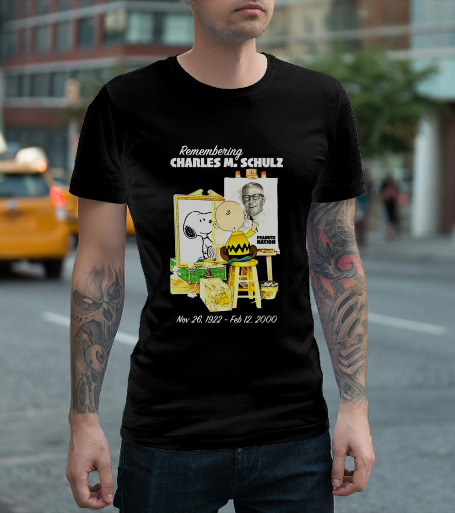 Remembering Charles M. Schulz Nov 26 1922 Feb 12 2000 Peanuts Nation T-Shirt