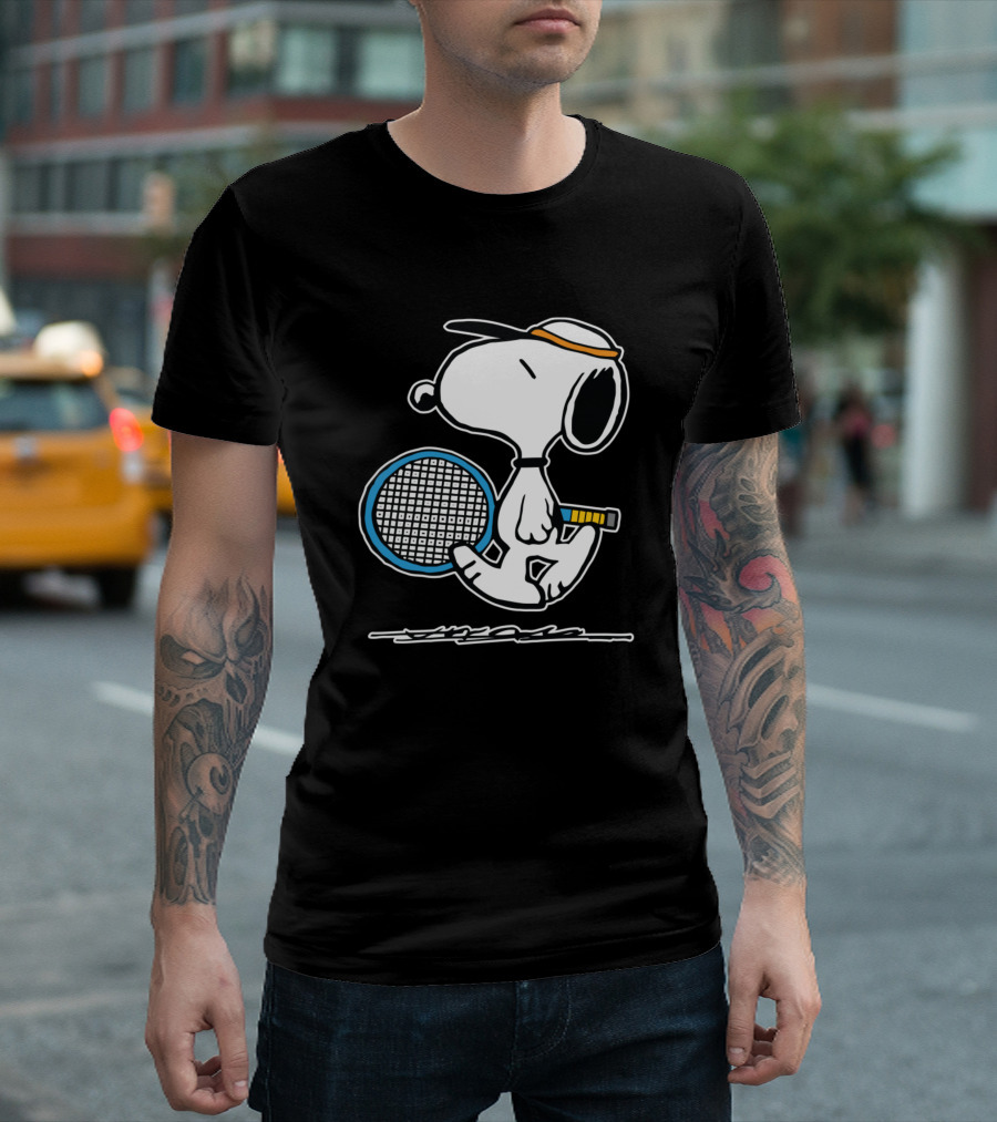 Snoopy Tennis Player Peanuts Character with Racket T-Shirt