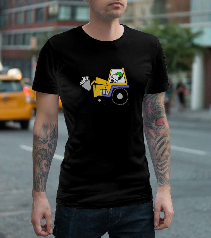 Snoopy The Bone Collector in Tractor with Bones T-Shirt
