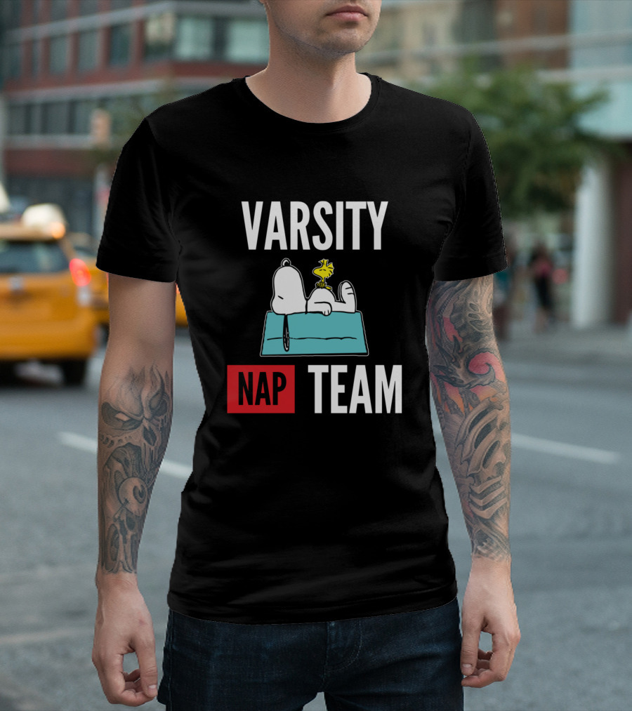 Varsity Nap Team Snoopy Woodstock Sleep T-Shirt