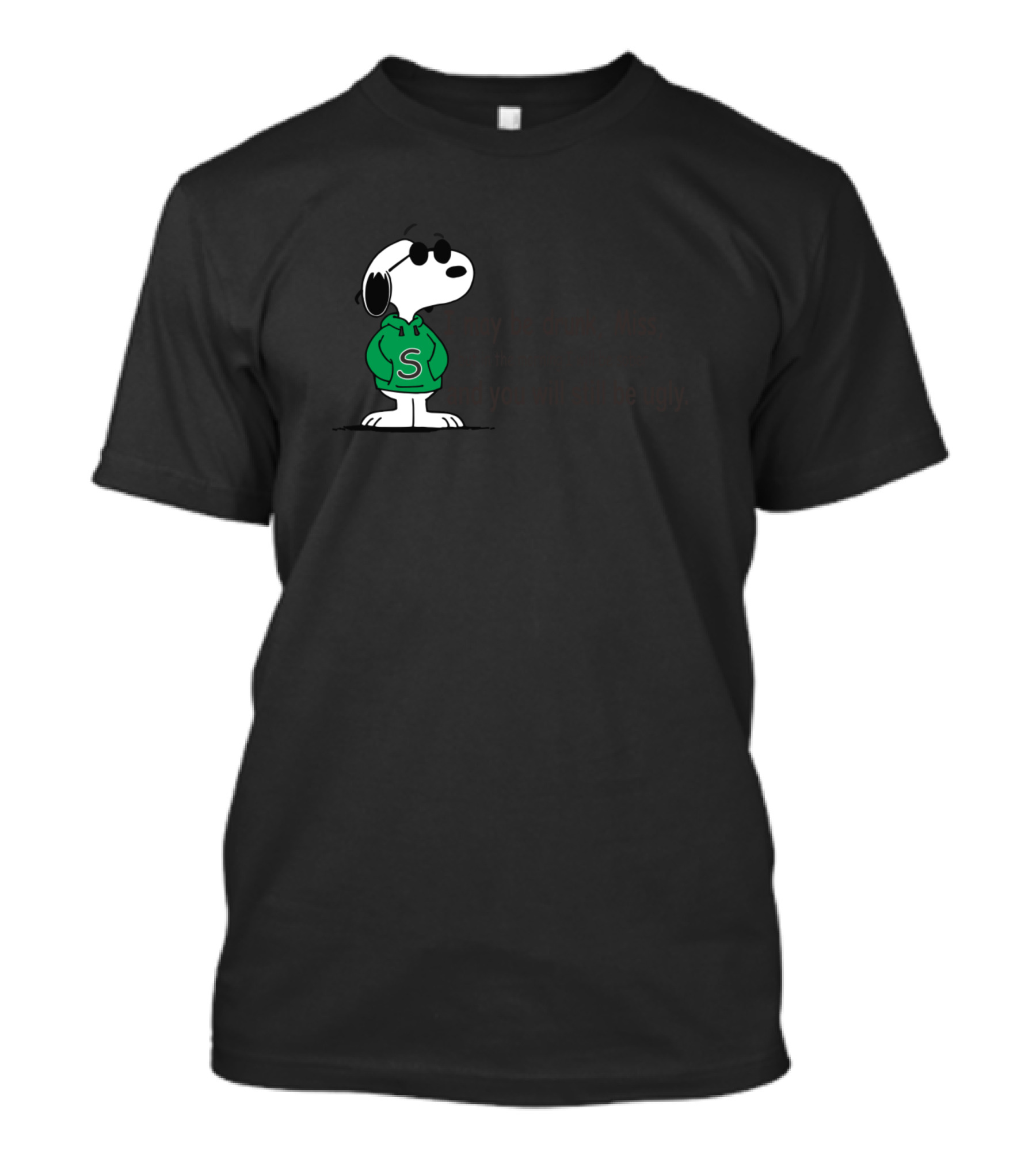Snoopy With Sunglasses In Green Hoodie With Humor T-Shirt