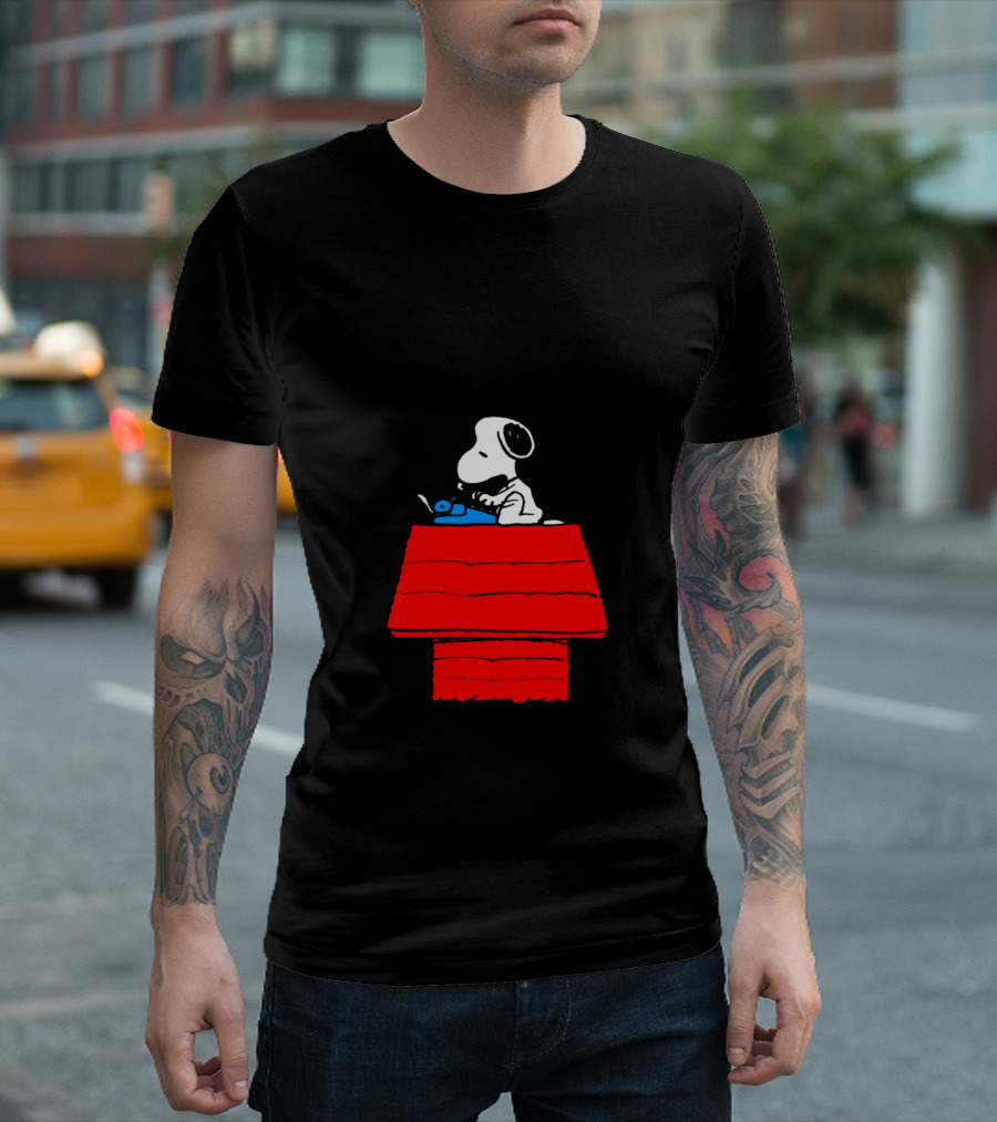 It Was A Dark And Stormy Night Snoopy Typing On Doghouse T-Shirt