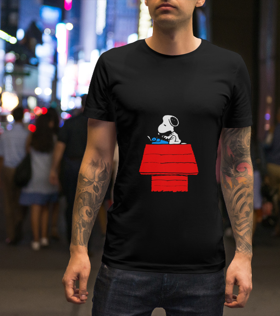 It Was A Dark And Stormy Night Snoopy Typing On Doghouse T-Shirt
