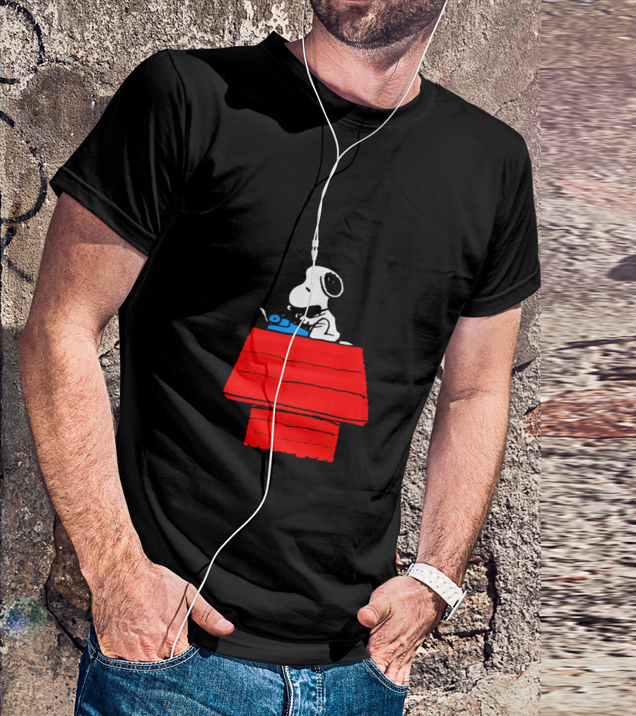 It Was A Dark And Stormy Night Snoopy Typing On Doghouse T-Shirt