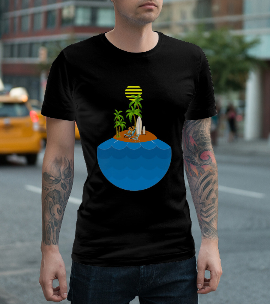 Surf Snoopy Island Adventure With Palm Trees And Surfboards T-Shirt