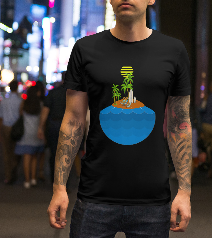 Surf Snoopy Island Adventure With Palm Trees And Surfboards T-Shirt