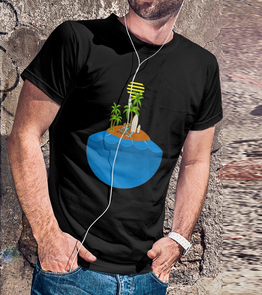Surf Snoopy Island Adventure With Palm Trees And Surfboards T-Shirt