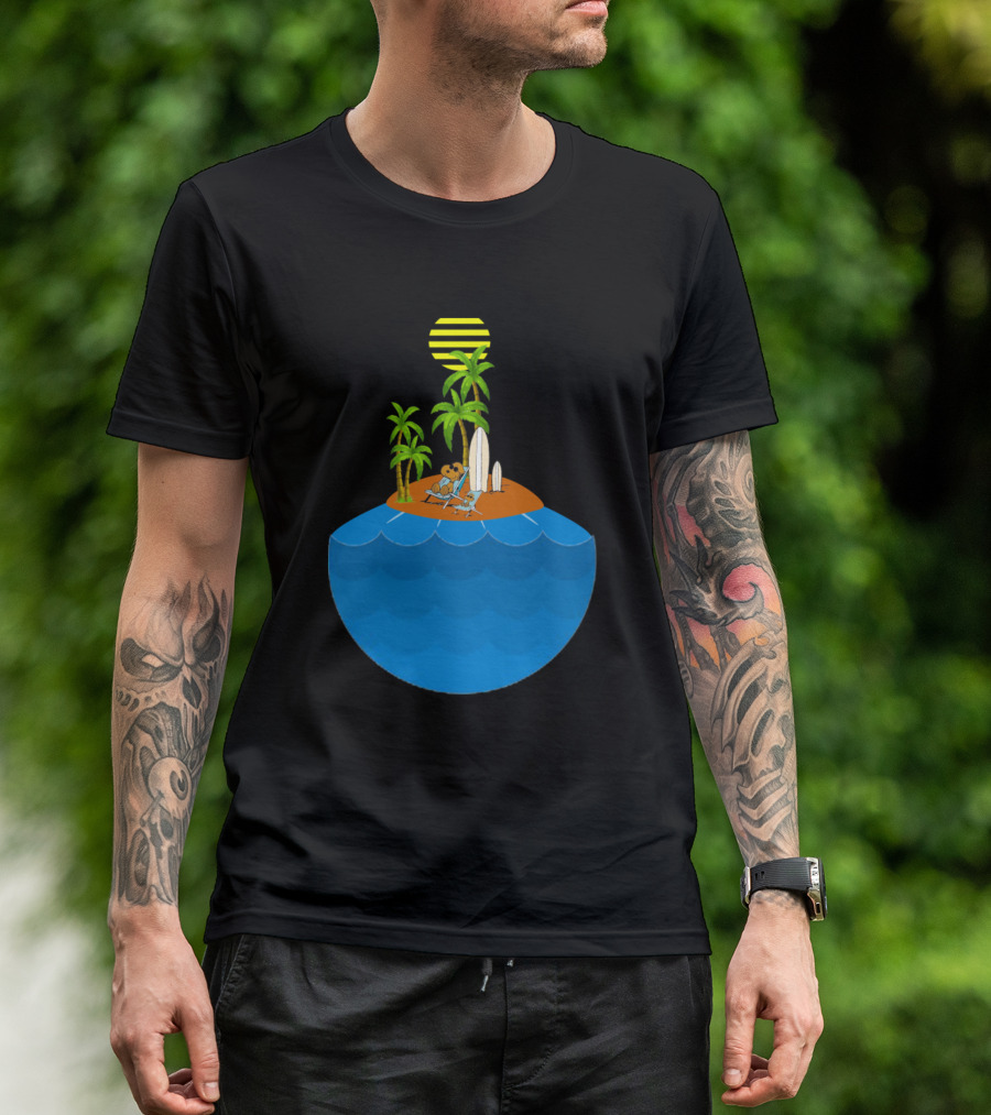 Surf Snoopy Island Adventure With Palm Trees And Surfboards T-Shirt