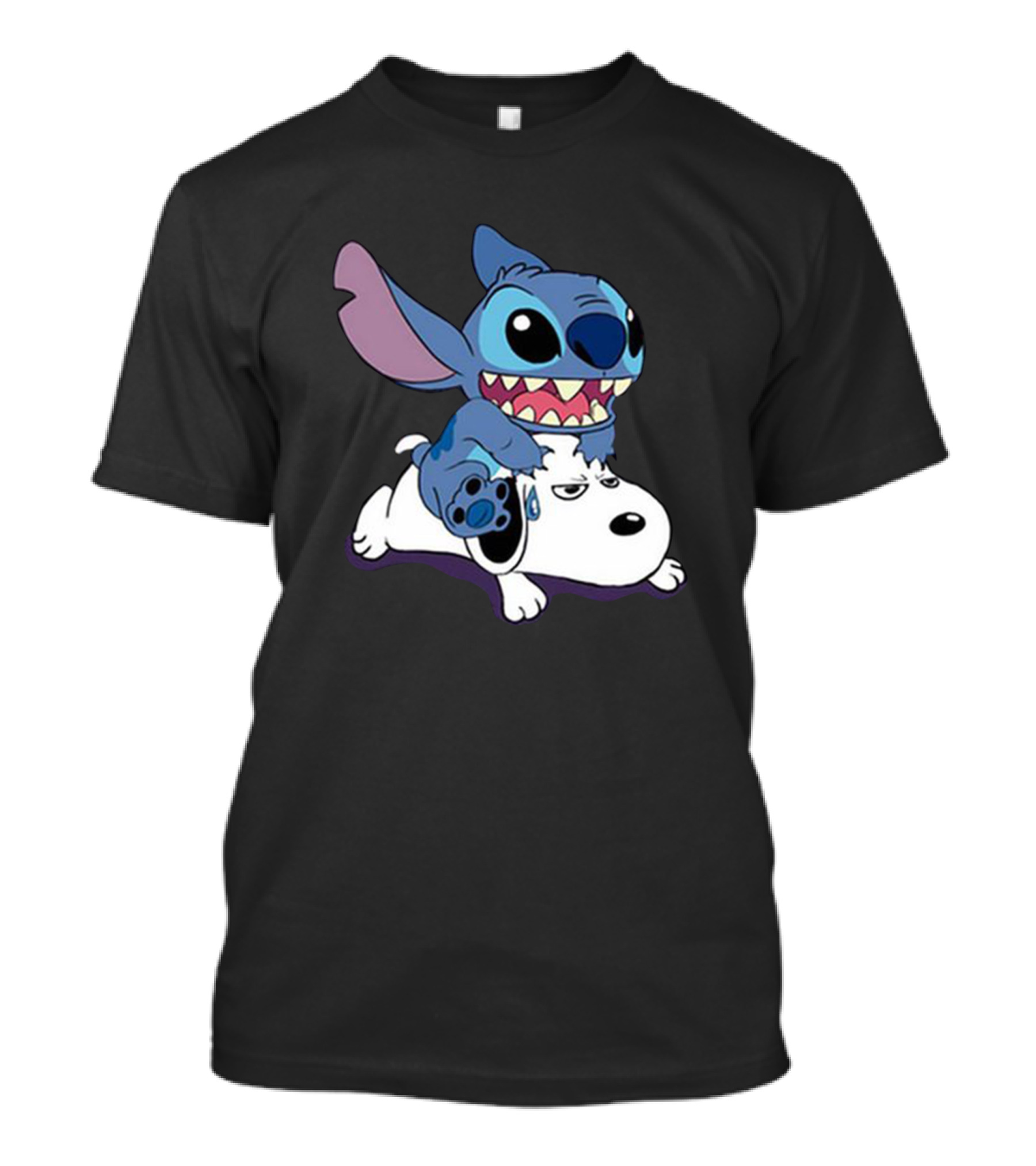 Stitch Riding Snoopy Characters Crossover T-Shirt