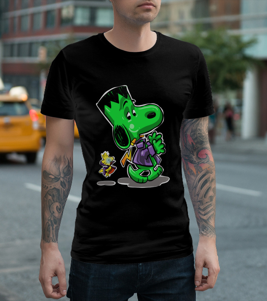 Trick Or Treat Snoopy Frankenstein Woodstock Halloween T-Shirt