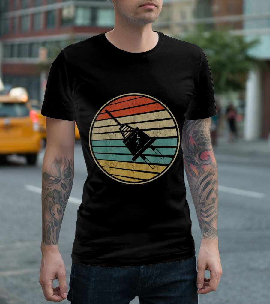 Retro Plug Power Stripes Funny Day T-Shirt