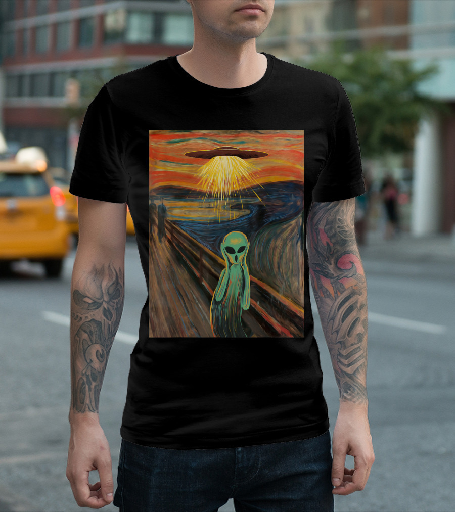 Alien Scream Munch UFO Painting T-Shirt
