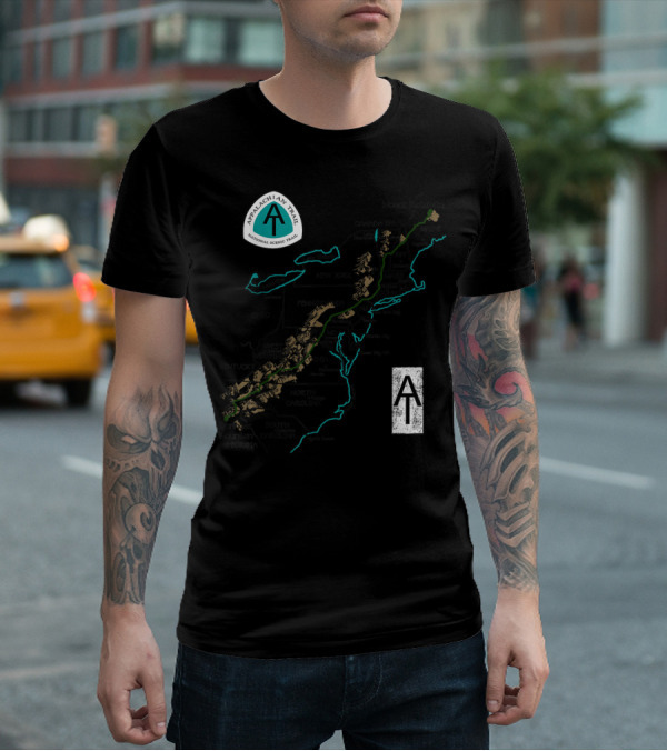 Appalachian Trail National Scenic Trail Map With Mount Katahdin And Springer Mountain T-Shirt