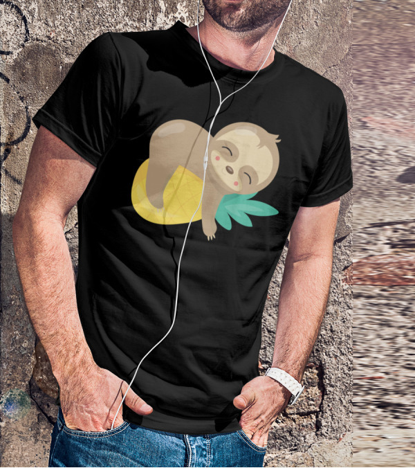 Baby Sloth Sleeping On Pineapple T-Shirt