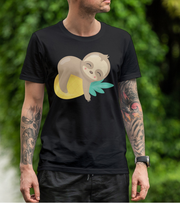 Baby Sloth Sleeping On Pineapple T-Shirt
