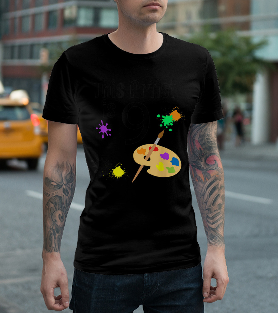 This Artist Is 9 Year Old Painting Birthday Party T-Shirt