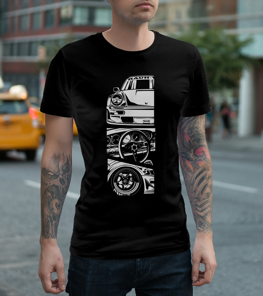 Rauh Welt Begriff German Classic Car Oldtimer Dashboard Wheel T-Shirt