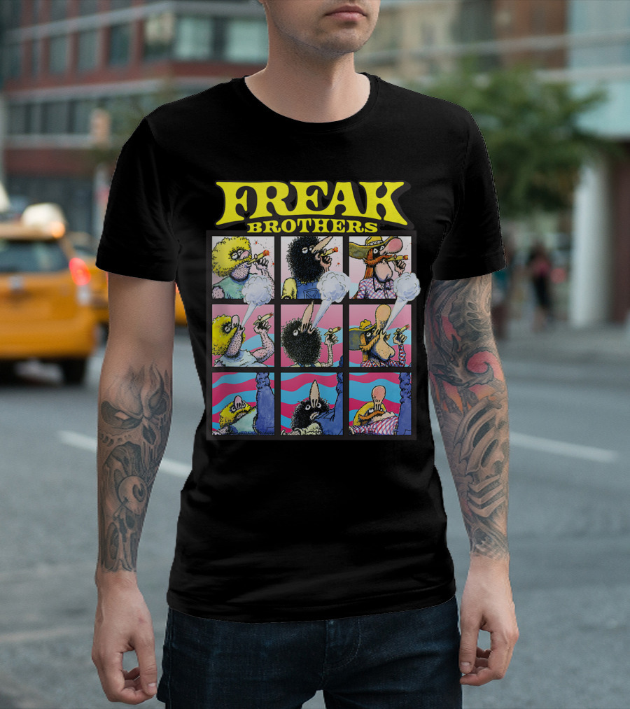 Freak Brothers Puff Puff Pass Out Comic Panels Characters T-Shirt