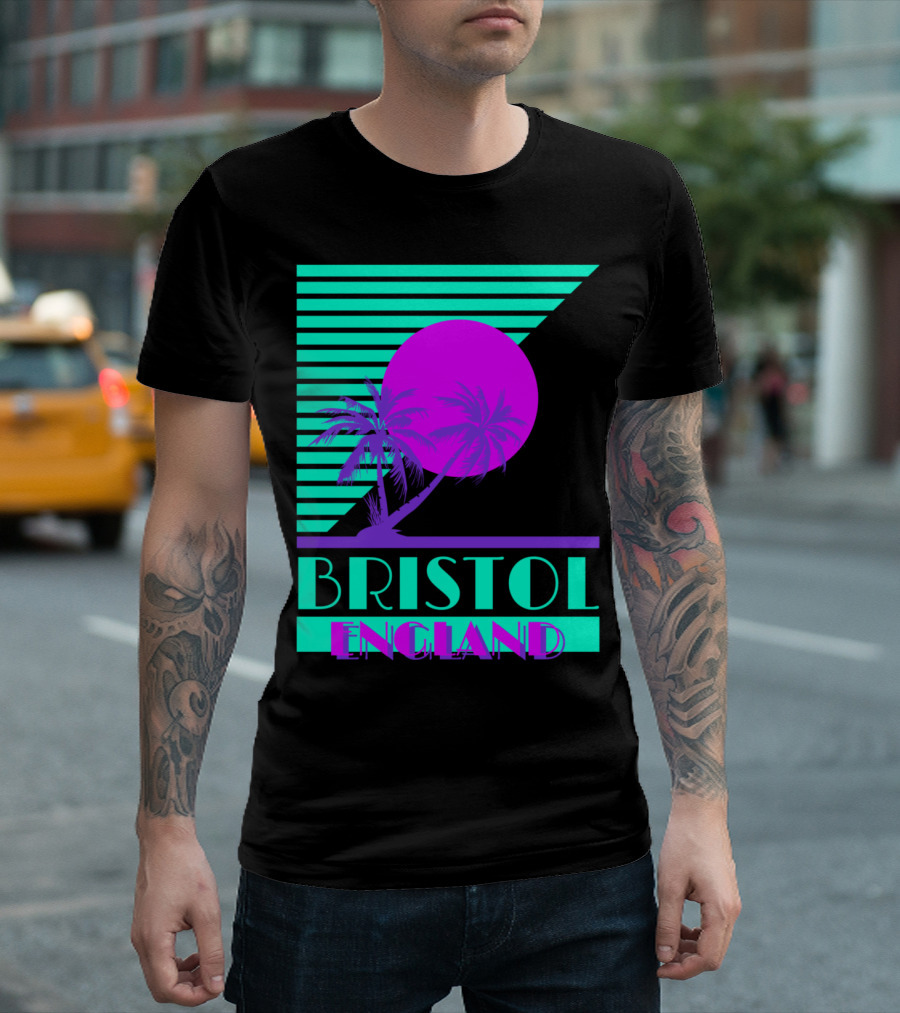 Bristol England Retro 80s Palm Tree T-Shirt