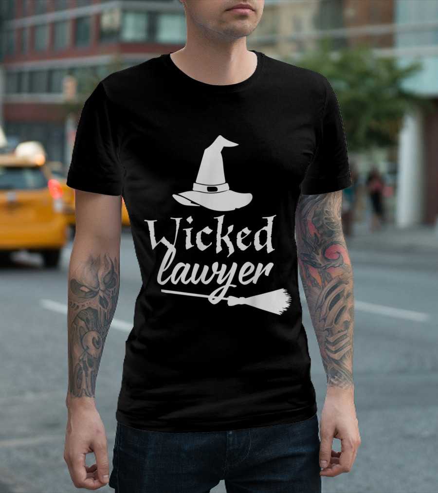 Wicked Lawyer Witch Hat Broomstick Halloween Lawyer T-Shirt