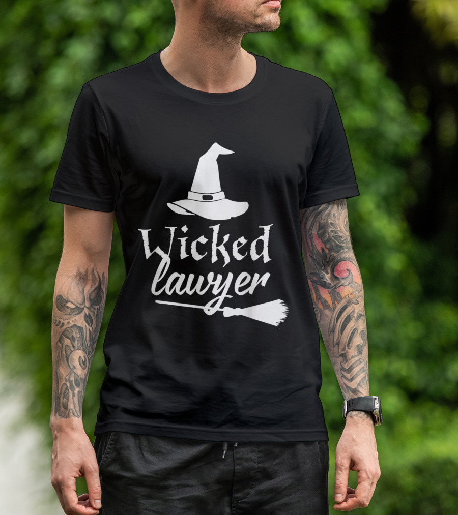 Wicked Lawyer Witch Hat Broomstick Halloween Lawyer T-Shirt