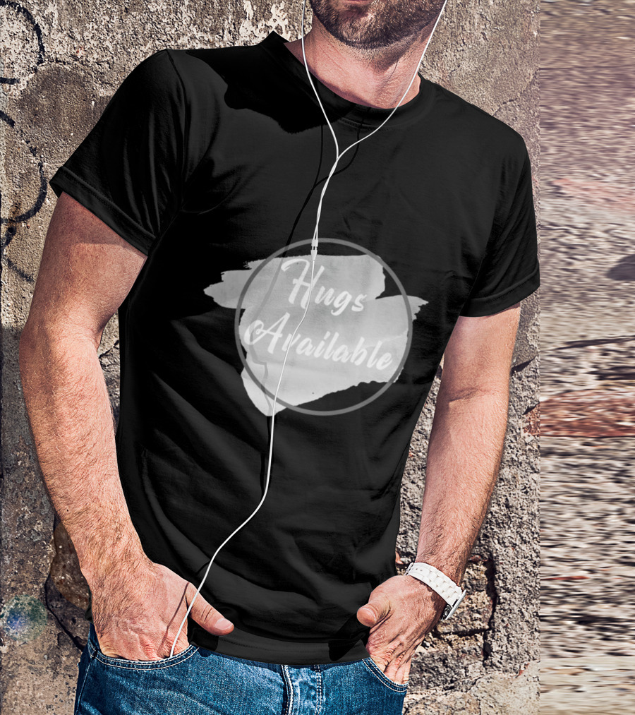 Hugs Available Watercolor Brushstroke Circle T-Shirt