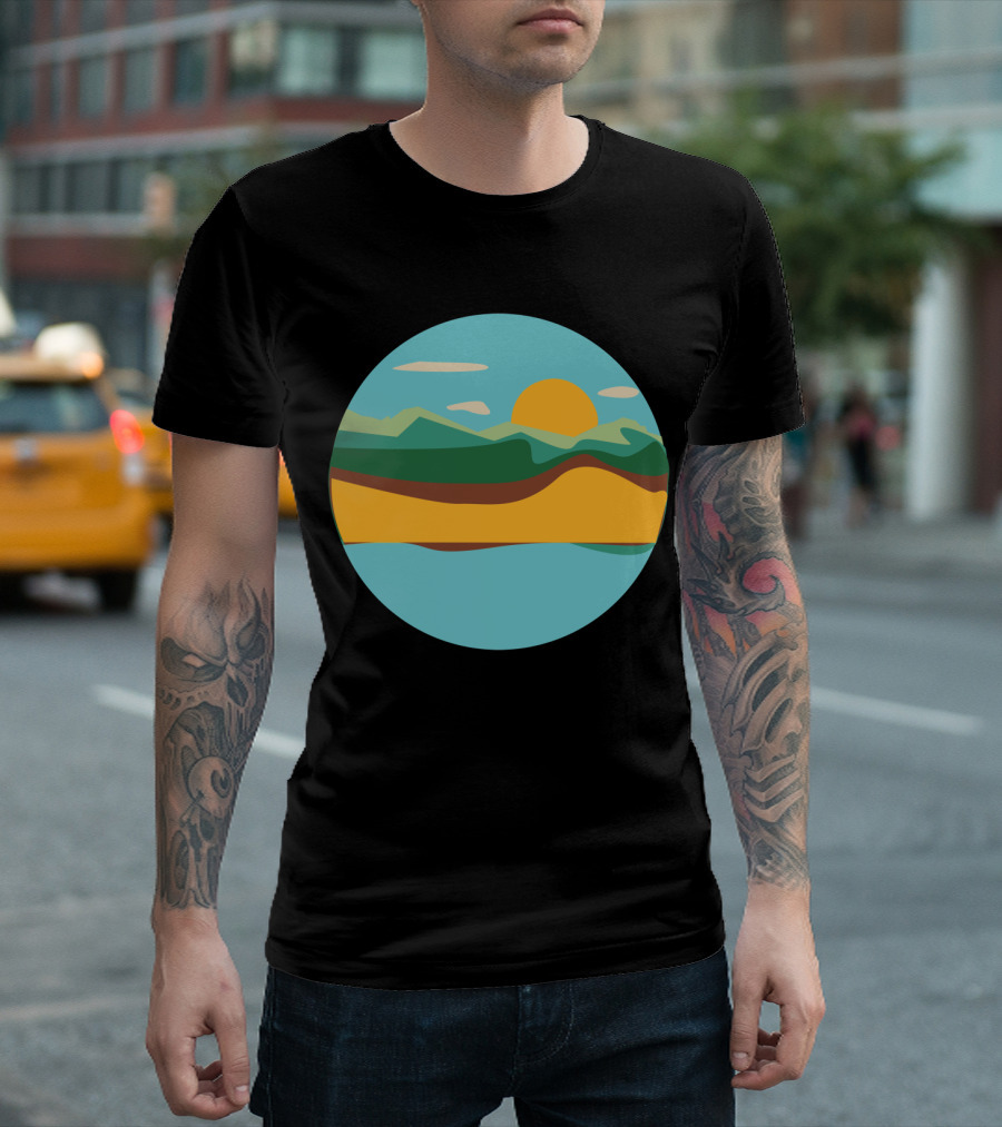 Sunset Over Vibrant Beach Horizon Landscape T-Shirt