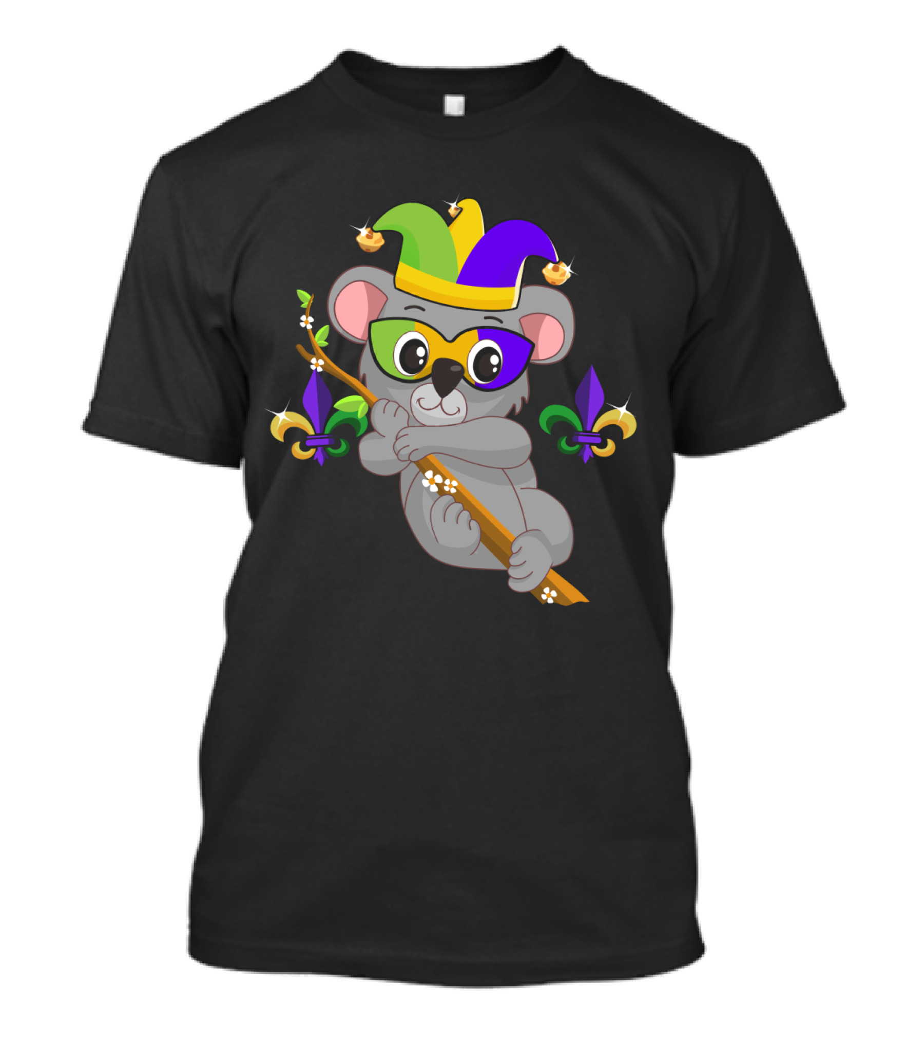 Mardi Gras Koala With Jester Hat And Fleur-de-Lis Elements T-Shirt