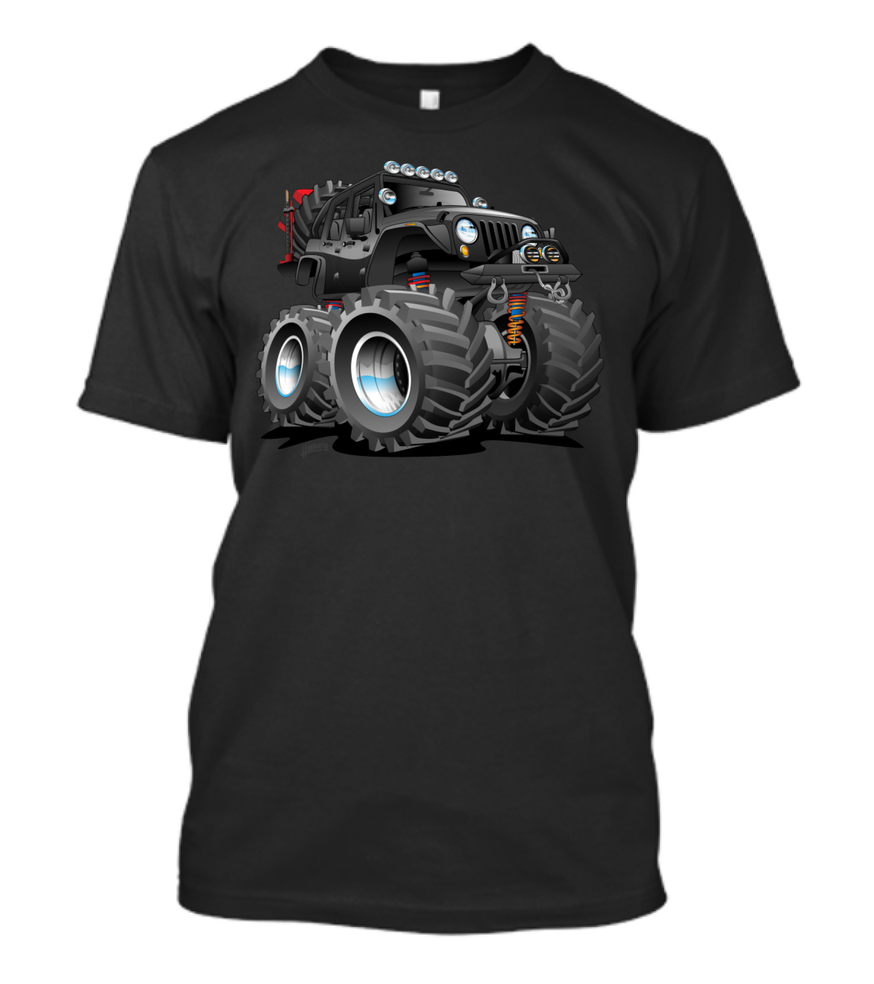 American 4x4 Lifted Off Roader Cartoon Jeep Monster Truck Adventure T-Shirt