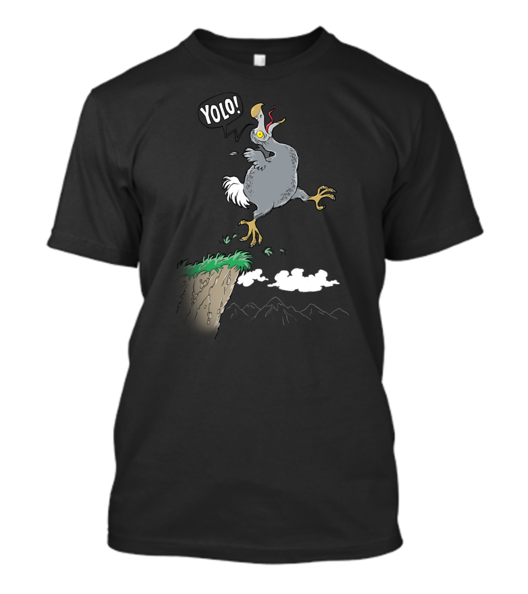 YOLO Dodo Jumping Off Cliff With Speech Bubble T-Shirt