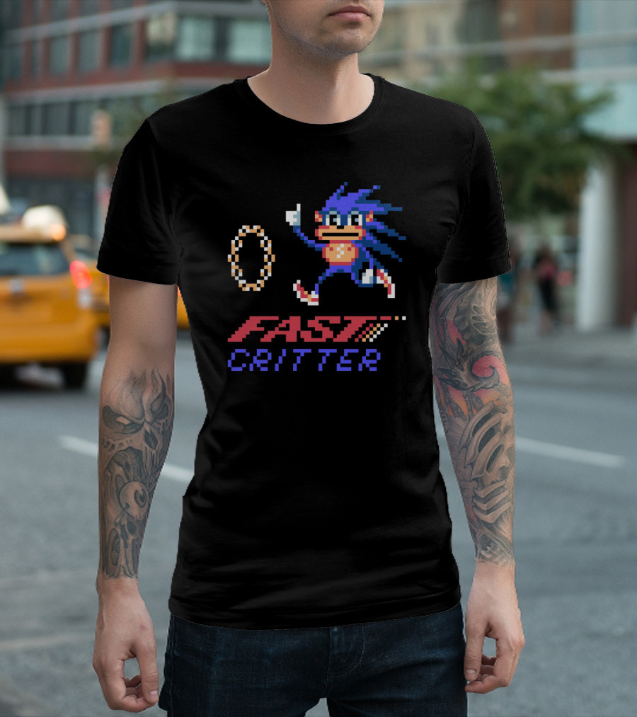 Fast Critter Retro Pixel Style Running with Ring T-Shirt