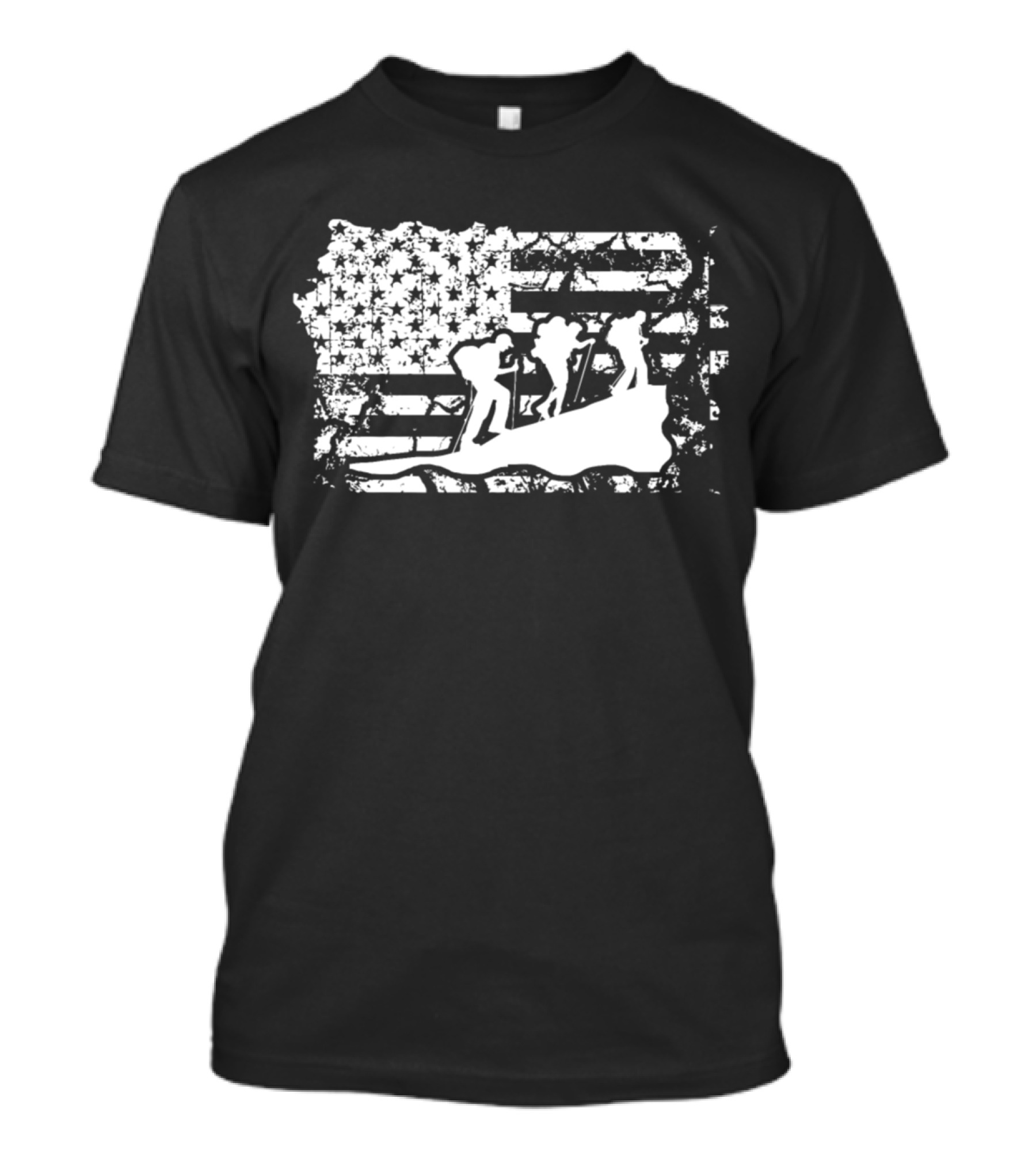 American Flag With Mountain Climbing T-Shirt