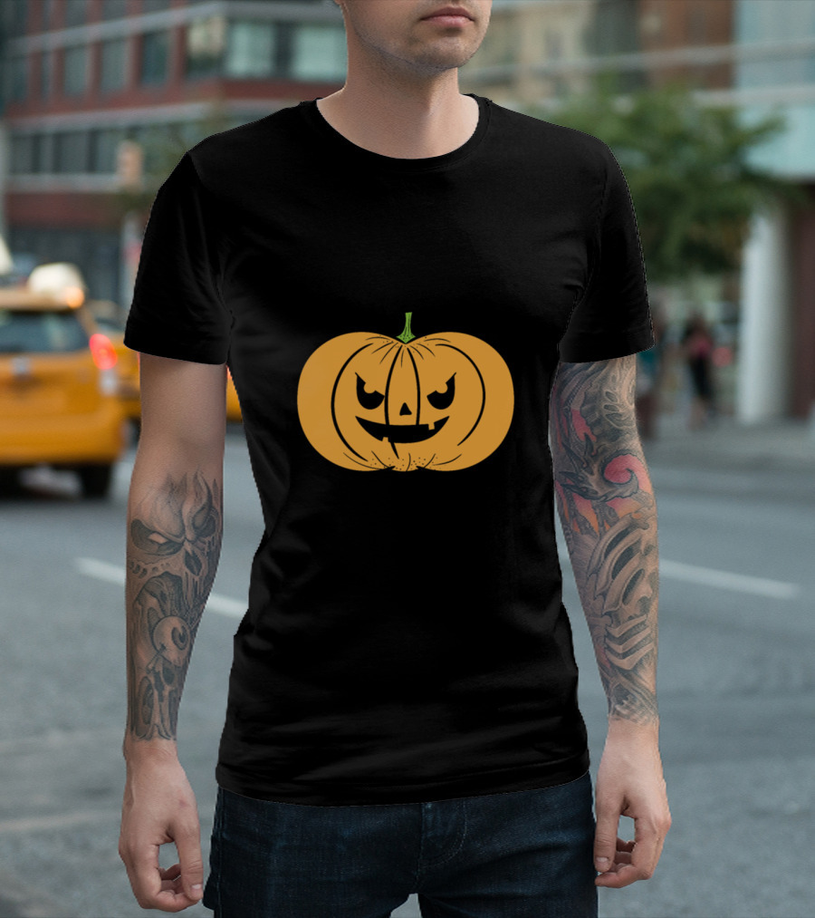 Orange Jack O Lantern Pumpkin Halloween Face T-Shirt