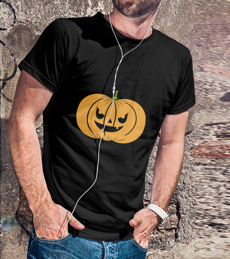 Orange Jack O Lantern Pumpkin Halloween Face T-Shirt