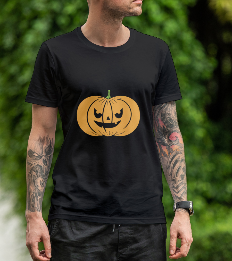 Orange Jack O Lantern Pumpkin Halloween Face T-Shirt