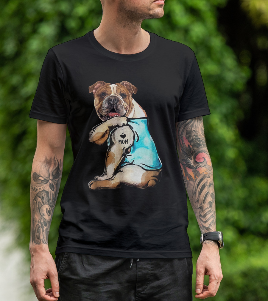 I Love Mom Bulldog Tattoo T-Shirt