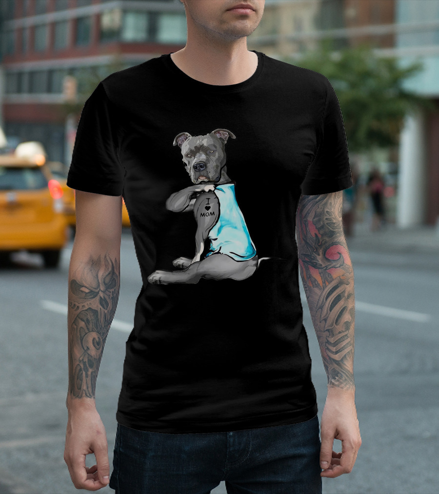 I Love Mom Pit Bull Tattoo T-Shirt