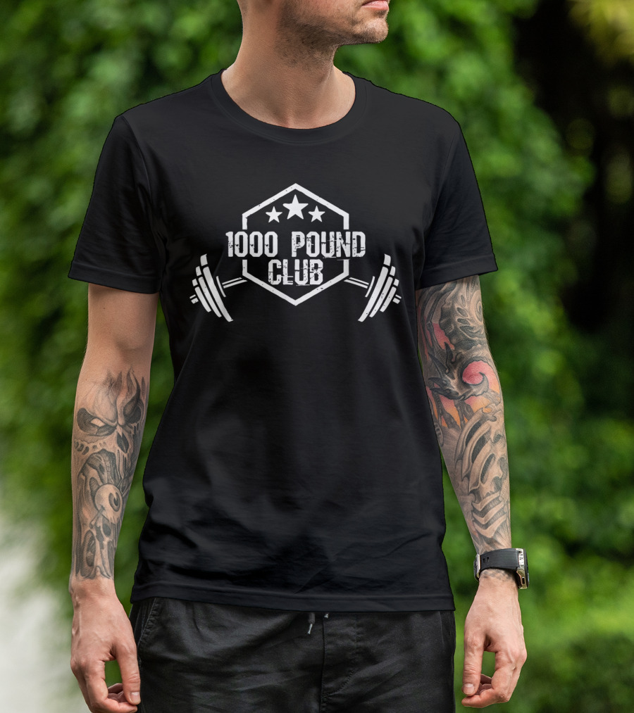1000 Pound Club Member Powerlifter Star Emblem Weights T-Shirt
