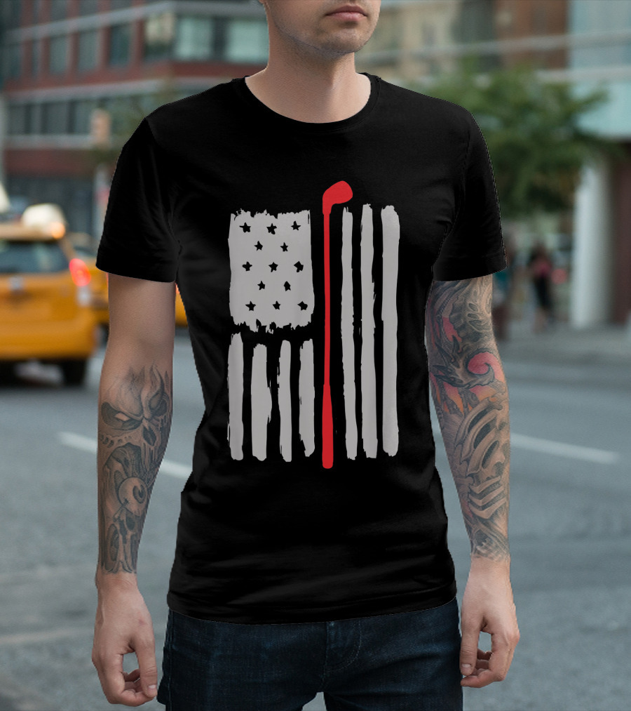 American Flag Golf I Love Golfing Club with Patriotic Red Golf Club T-Shirt